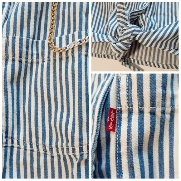 💎NWT Levi's Striped Cotton Denim Tie Top - Picture 3 of 8